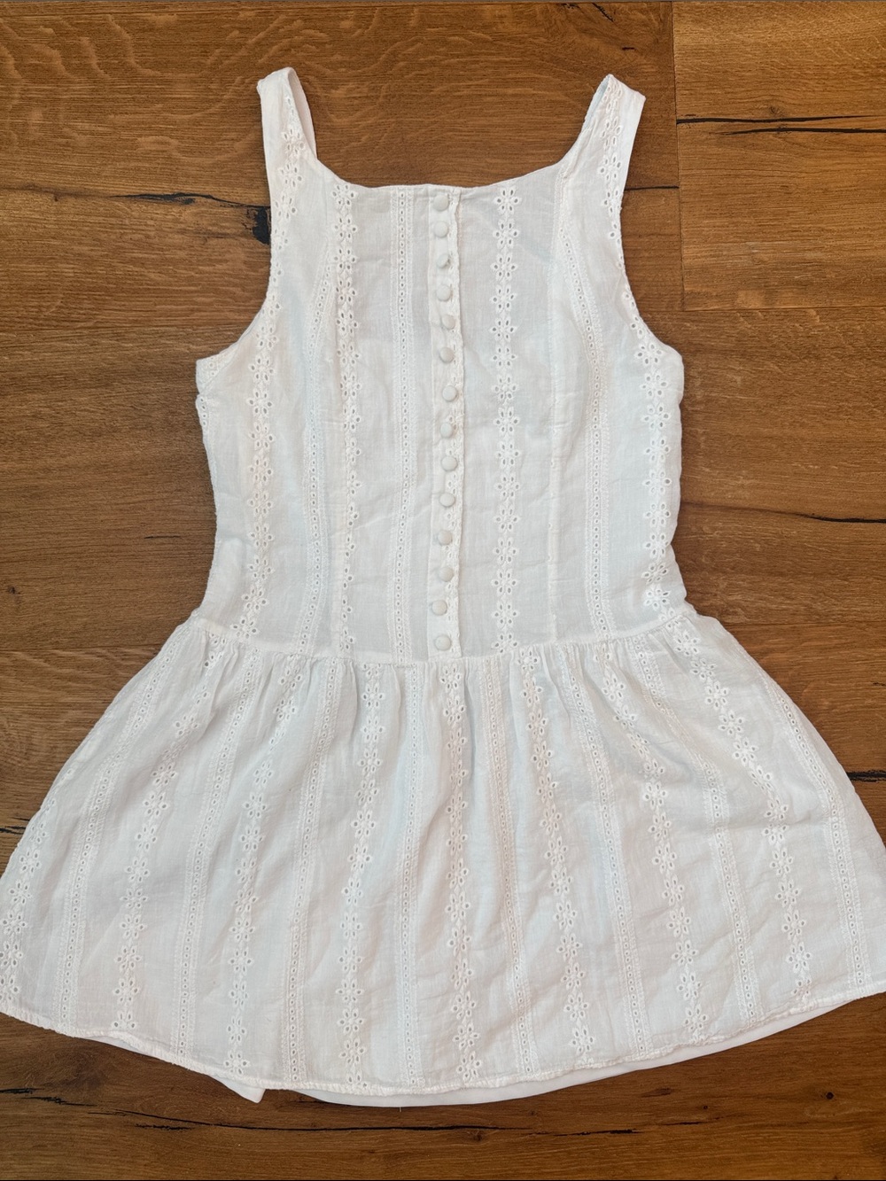 Altar’d State White Eyelet Mini Dress Size Small Cottagecore Boho - Picture 2 of 5